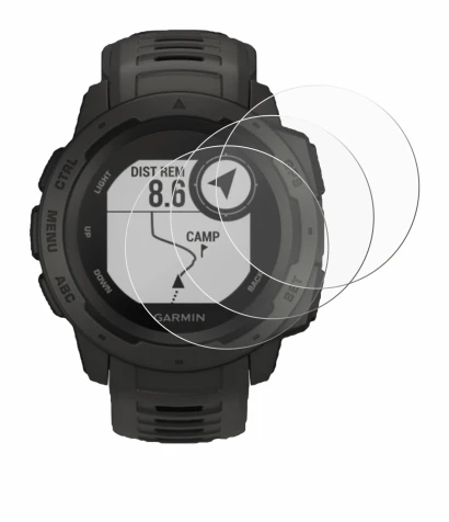 Image of the device Garmin Instinct Tactical Edition with a wide variety of screen protectors.