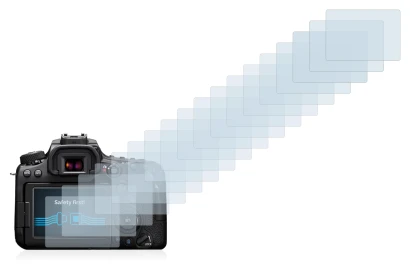 Image of the device Canon EOS 90D with a wide variety of screen protectors.