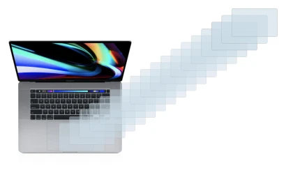 Image of the device Apple MacBook Pro 16" 2019 (Touch Trackpad) with a wide variety of screen protectors.