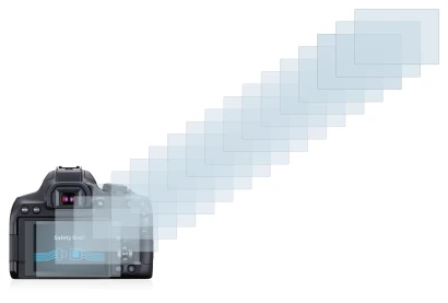 Image of the device Canon EOS 850D with a wide variety of screen protectors.