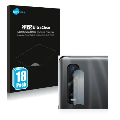 Front side of a product packaging with the brand logo Savvies. Next to it is the device Oppo Find X2 Pro (ONLY Camera Lens) sh