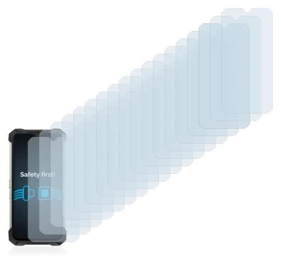 Image of the device Doogee S88 Pro with a wide variety of screen protectors.