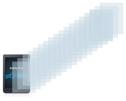 Image of the device Kobo Nia with a wide variety of screen protectors.