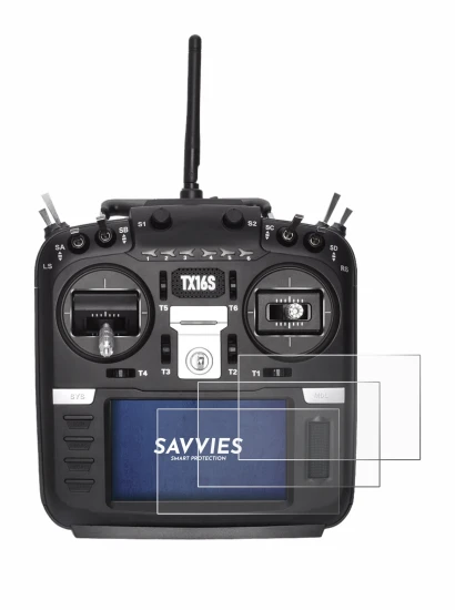 Image of the device Radiomaster TX16S with a wide variety of screen protectors.