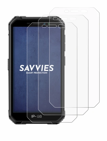 Image of the device Ulefone Armor X6 with a wide variety of screen protectors.