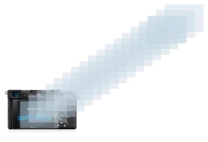 Image of the device Sony A7C with a wide variety of screen protectors.