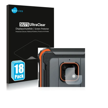 Front side of a product packaging with the brand logo Savvies. Next to it is the device Blackview BV4900 Pro (ONLY Camera Lens