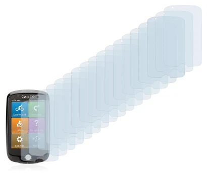 Image of the device Mio Cyclo 210 with a wide variety of screen protectors.