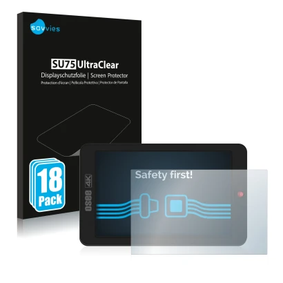 Front side of a product packaging with the brand logo Savvies. Next to it is the device Osee G7 shown with the corresponding s