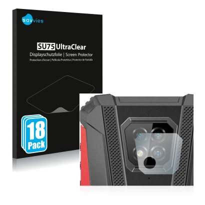 Front side of a product packaging with the brand logo Savvies. Next to it is the device Ulefone Armor 8 Pro (ONLY Camera Lens)