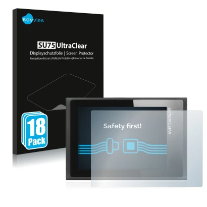 Front side of a product packaging with the brand logo Savvies. Next to it is the device Apexcam ‎M80 Air shown with the corres