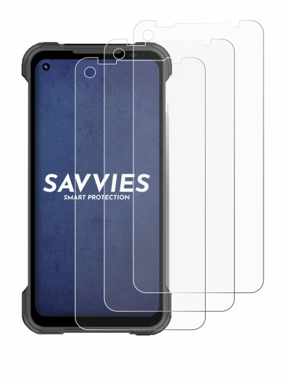 Image of the device Doogee S97 Pro with a wide variety of screen protectors.