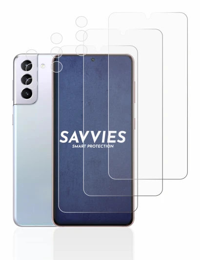 Image of the device Samsung Galaxy S21 5G (Front+Camera) with a wide variety of screen protectors.