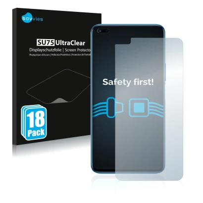 Front side of a product packaging with the brand logo Savvies. Next to it is the device Honor 50 Lite shown with the correspon