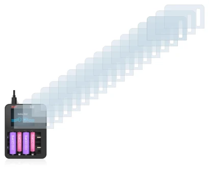 Image of the device ISDT C4 Evo with a wide variety of screen protectors.