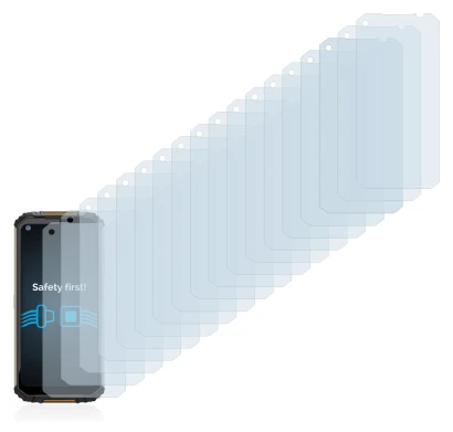 Image of the device Oukitel WP16 with a wide variety of screen protectors.