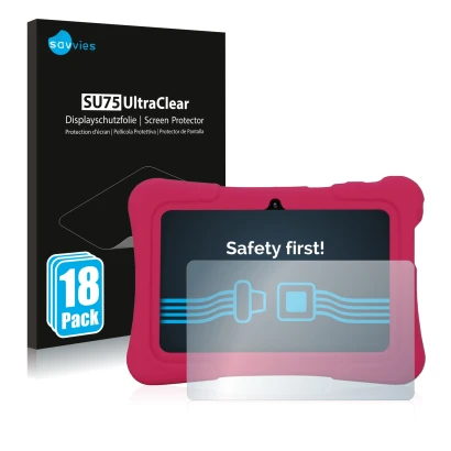 Front side of a product packaging with the brand logo Savvies. Next to it is the device Pritom K7 shown with the corresponding