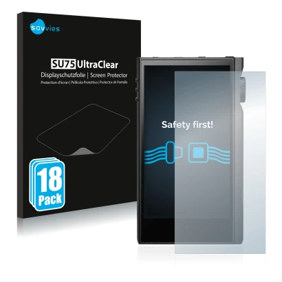 Front side of a product packaging with the brand logo Savvies. Next to it is the device Astell&Kern Kann Max shown with the co