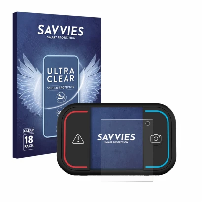 Front side of a product packaging with the brand logo Savvies. Next to it is the device Saphe Drive Mini shown with the corres