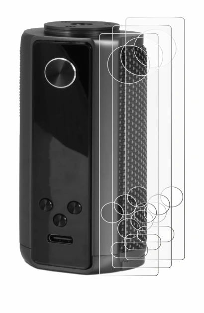 Image of the device Vaporesso Target 200 Mod with a wide variety of screen protectors.