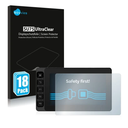 Front side of a product packaging with the brand logo Savvies. Next to it is the device SmallHD Ultra 5 shown with the corresp