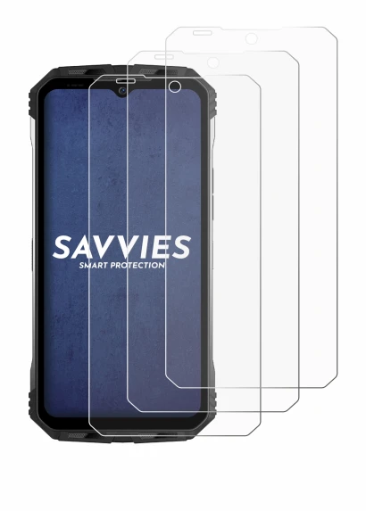 Image of the device Doogee S100 with a wide variety of screen protectors.