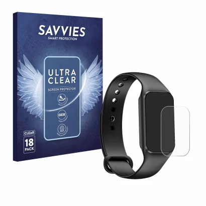 Front side of a product packaging with the brand logo Savvies. Next to it is the device Blackview BV-R1 shown with the corresp