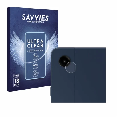 Front side of a product packaging with the brand logo Savvies. Next to it is the device Samsung Galaxy Tab A9 Plus 5G (ONLY Ca