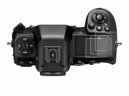 Image of the device Nikon Z 8 (top plate display) with a wide variety of screen protectors.
