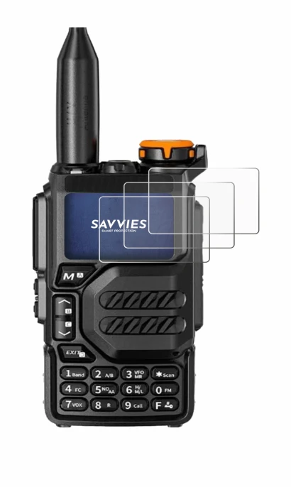 Image of the device Quansheng UV-K5 with a wide variety of screen protectors.