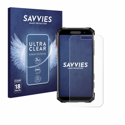 Front side of a product packaging with the brand logo Savvies. Next to it is the device Soyes S10 Max shown with the correspon