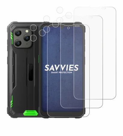 Image of the device Blackview BV5300 Plus (Front+Camera) with a wide variety of screen protectors.