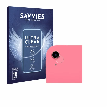 Front side of a product packaging with the brand logo Savvies. Next to it is the device Apple iPad A16 11