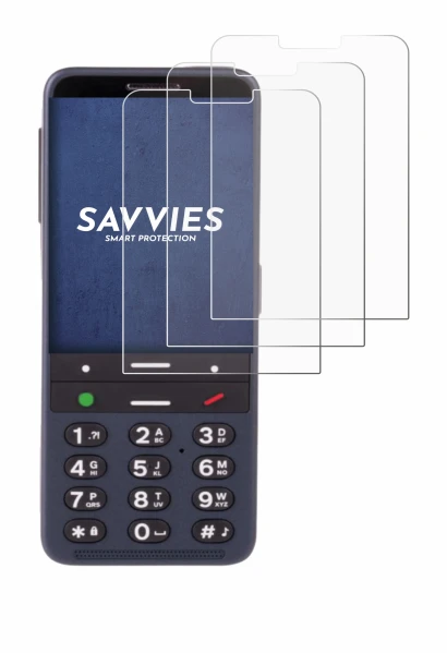 Image of the device BlindShell Classic 3 with a wide variety of screen protectors.