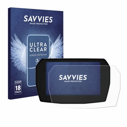 Front side of a product packaging with the brand logo Savvies. Next to it is the device Ducati Streetfighter V2 2025 shown wit