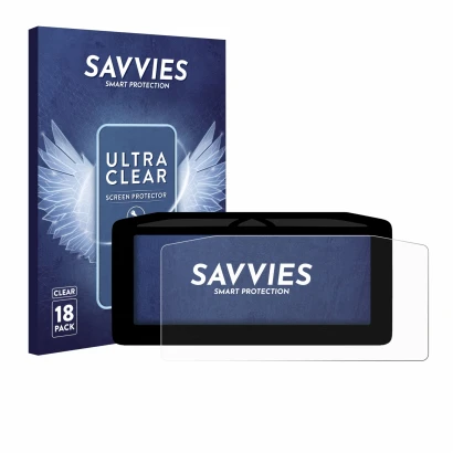 Front side of a product packaging with the brand logo Savvies. Next to it is the device Ducati Panigale V4 2025 shown with the