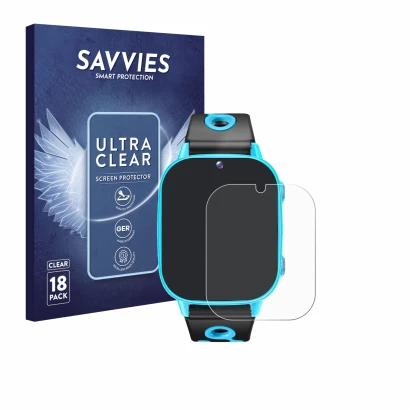 Front side of a product packaging with the brand logo Savvies. Next to it is the device idomars M003bk 1.8" shown with the cor
