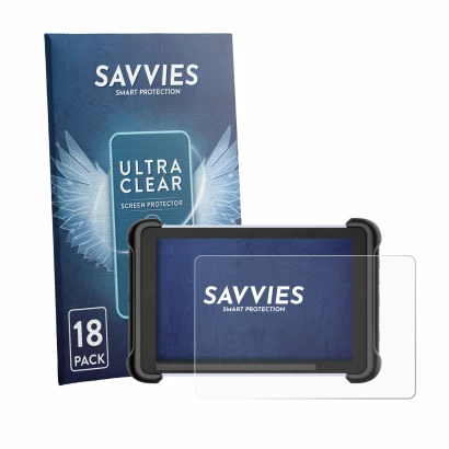 Front side of a product packaging with the brand logo Savvies. Next to it is the device MUCAR 892BT shown with the correspondi