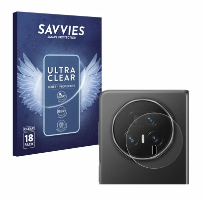 Front side of a product packaging with the brand logo Savvies. Next to it is the device Honor Magic V5 (ONLY Camera Lens) show