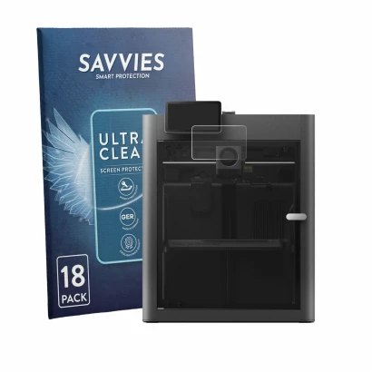 Front side of a product packaging with the brand logo Savvies. Next to it is the device Bambu Lab X2D shown with the correspon