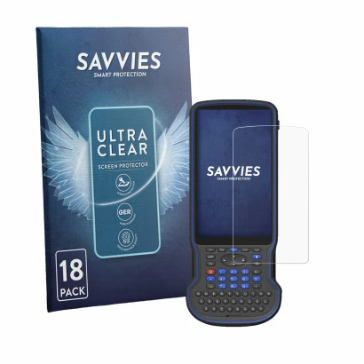 Front side of a product packaging with the brand logo Savvies. Next to it is the device Stonex S55 Android Rugged Controller s