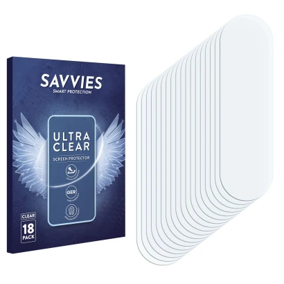 Front side of a product packaging with the brand logo Savvies. Next to it is the corresponding screen protector.