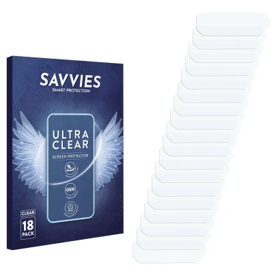 Front side of a product packaging with the brand logo Savvies. Next to it is the corresponding screen protector.