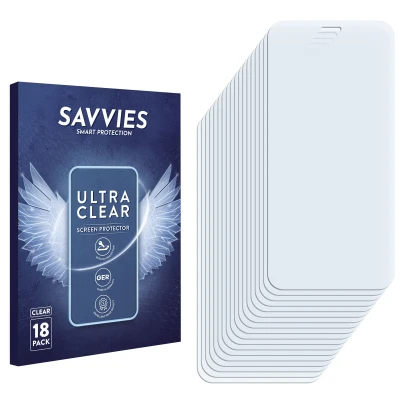 Front side of a product packaging with the brand logo Savvies. Next to it is the corresponding screen protector.