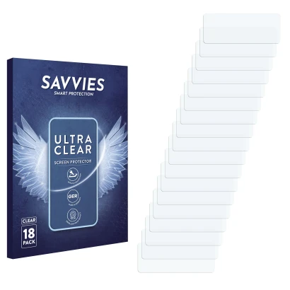 Front side of a product packaging with the brand logo Savvies. Next to it is the corresponding screen protector.