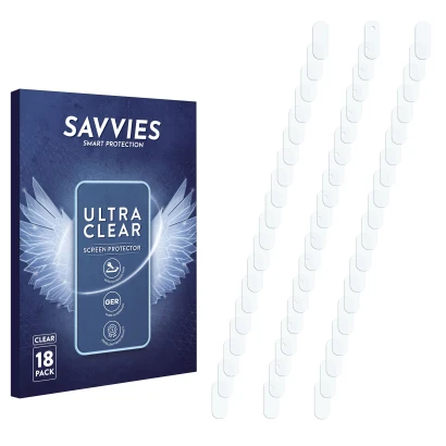 Front side of a product packaging with the brand logo Savvies. Next to it is the corresponding screen protector.