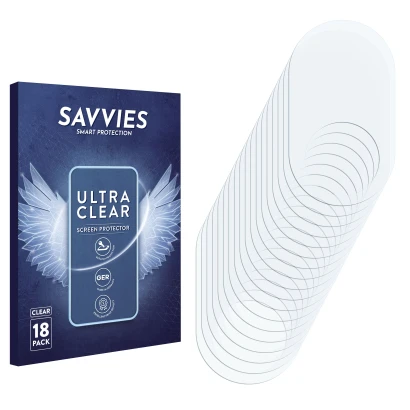 Front side of a product packaging with the brand logo Savvies. Next to it is the corresponding screen protector.