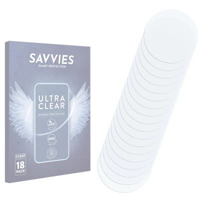 Front side of a product packaging with the brand logo Savvies. Next to it is the corresponding screen protector.
