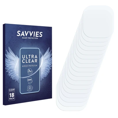 Front side of a product packaging with the brand logo Savvies. Next to it is the corresponding screen protector.