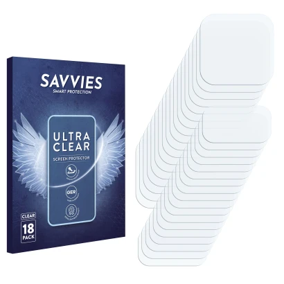 Front side of a product packaging with the brand logo Savvies. Next to it is the corresponding screen protector.